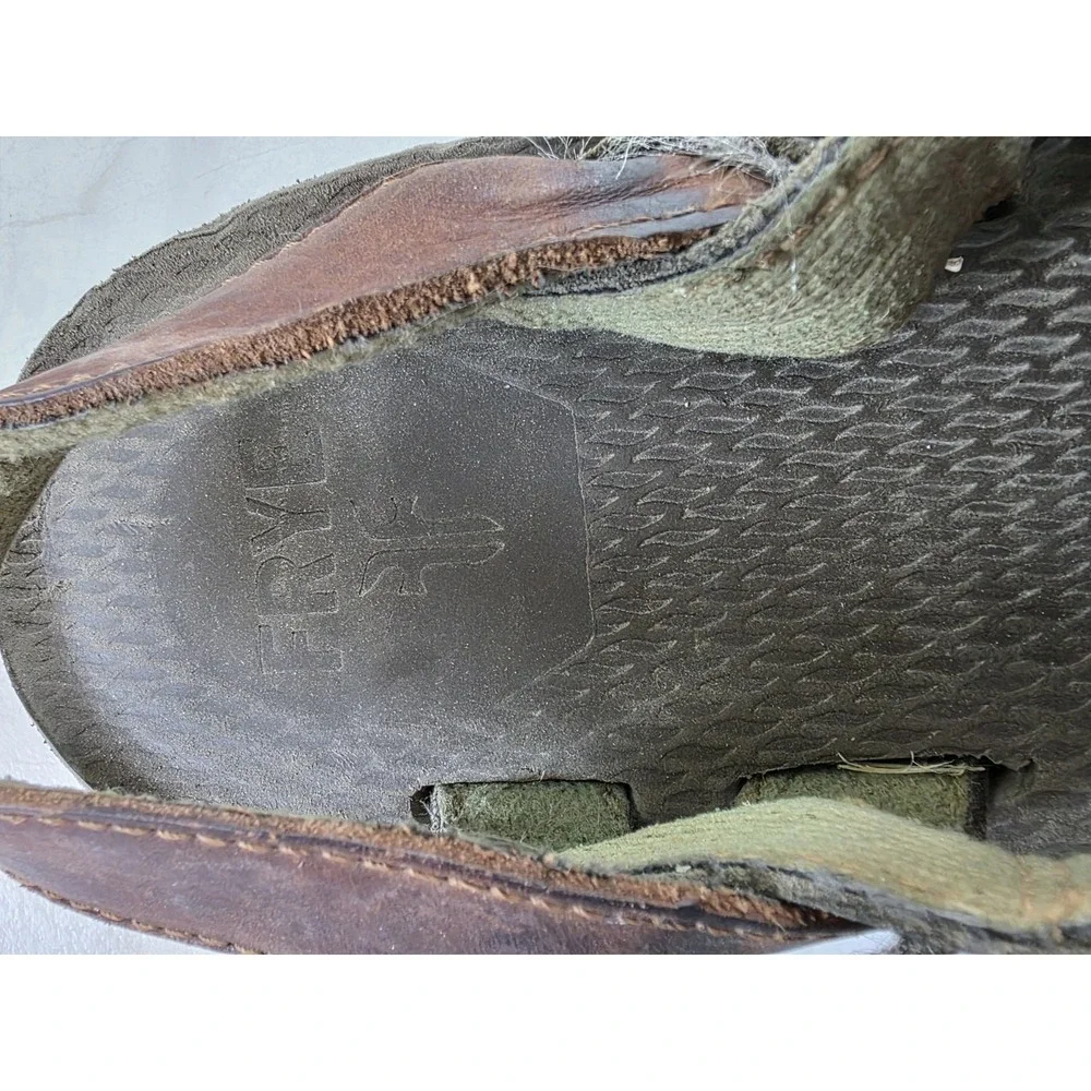 Vtg Frye Leather Fisherman Sandals Brown Adjustable Hook Loop Mens 10.5 Est